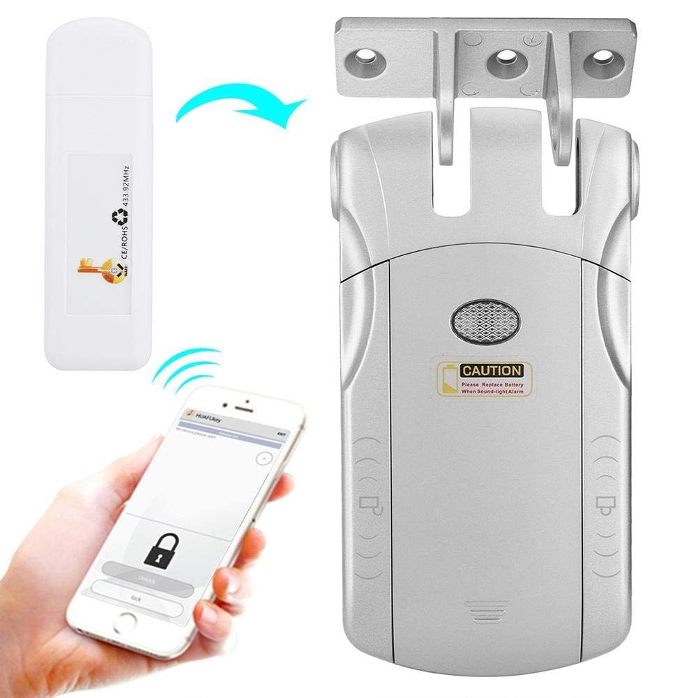 Cerradura de Seguridad Inteligente Electrónica Inalámbrica Sin Llave Control Remoto Toque Bloqueado y Desbloqueo (Plata + USB Bluetooth)