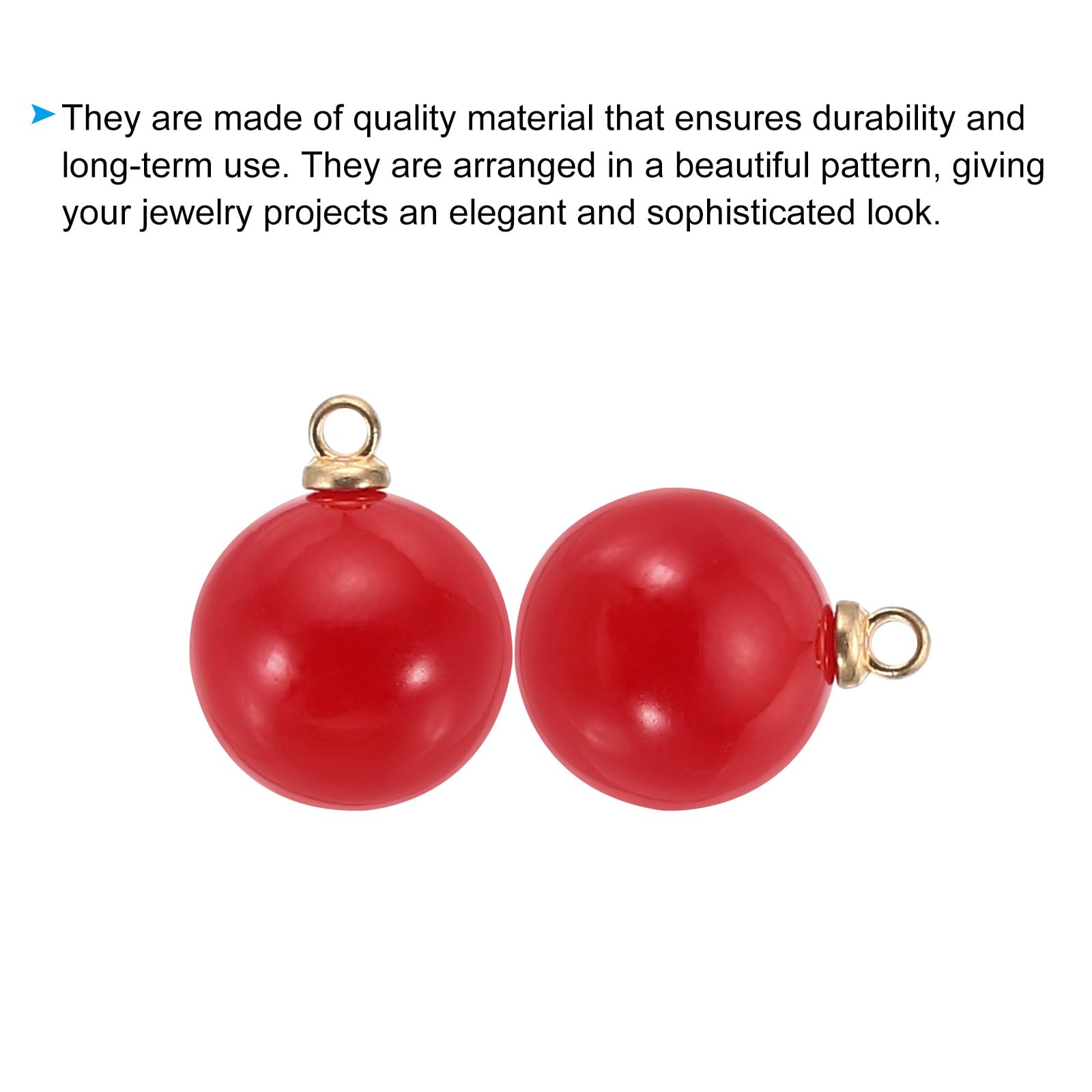 PATIKIL 12mm Pearl Charm, 100pcs Pearl Beads Faux Pearl Pendant Charm Beautiful DIY for Making s s Wedding Crafts Golden Red - Image 4