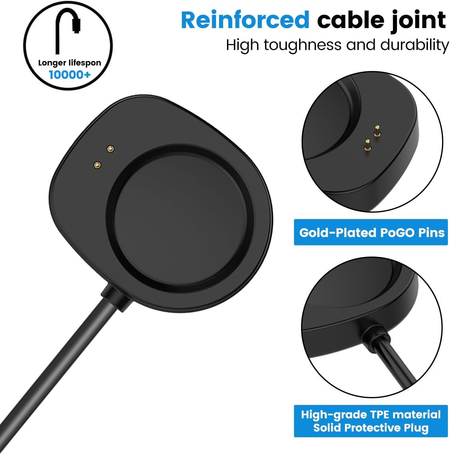 Compatible with Bip Max Charger, Lamshaw 100cm Magnetic Replacement Charging Station Stand Compatible with Amazfit Bip Max/Active Max/T-Rex/Balance 2/1 Helio/Active 3 (Charger with Cable)