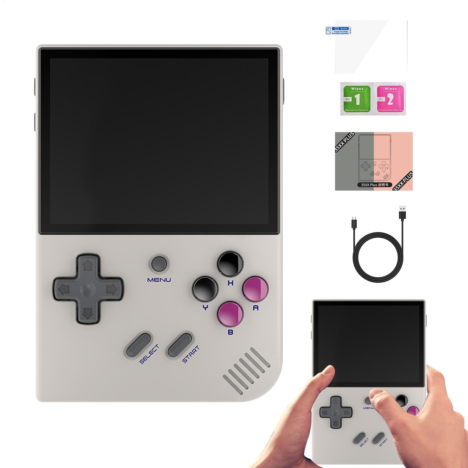 Consola de Juego de Mano RG35XX Plus Handheld - Player de Video de | Bolsillo portátil Retro de Pantalla de 3.5 Pulgadas - WiFi Batería Consola DE Juego DE Correo Abierto para niños, Adul