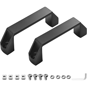 JiGiU Set of 2 Black Aluminum Alloy Handle Including M5 Slot Nut Hex Screw Wrench D-shaped Hand Handle for 20 Series Aluminum Profile Hole Spacing 90 mm