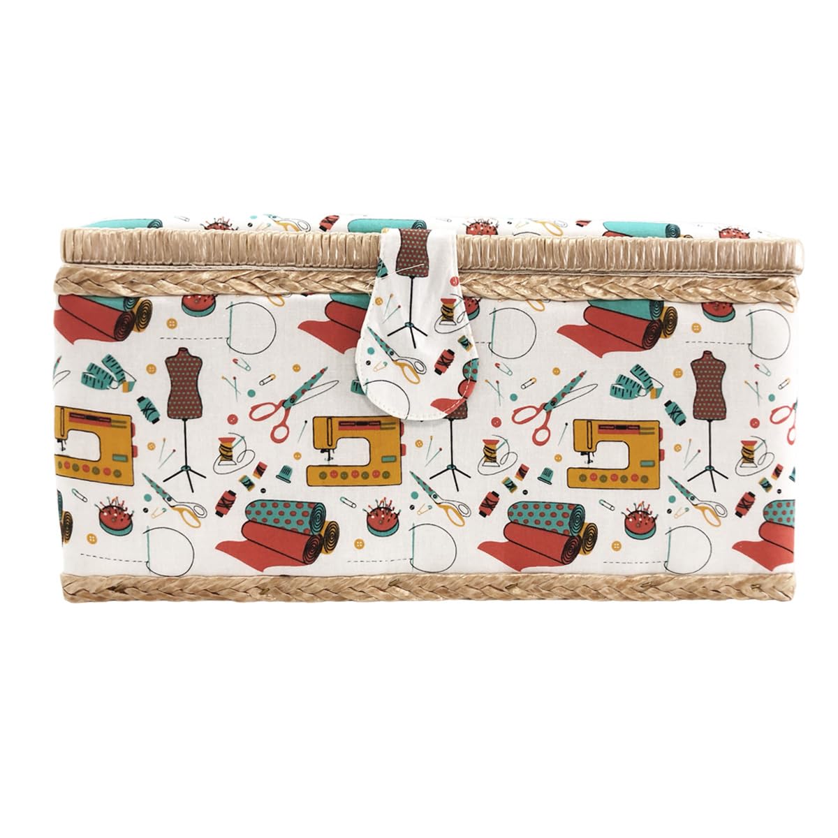 Boîte à Couture Grande, boîte à couture doublée en tissu avec compartiments, boîte de couture, cadeau pour mères, amis, sœurs,