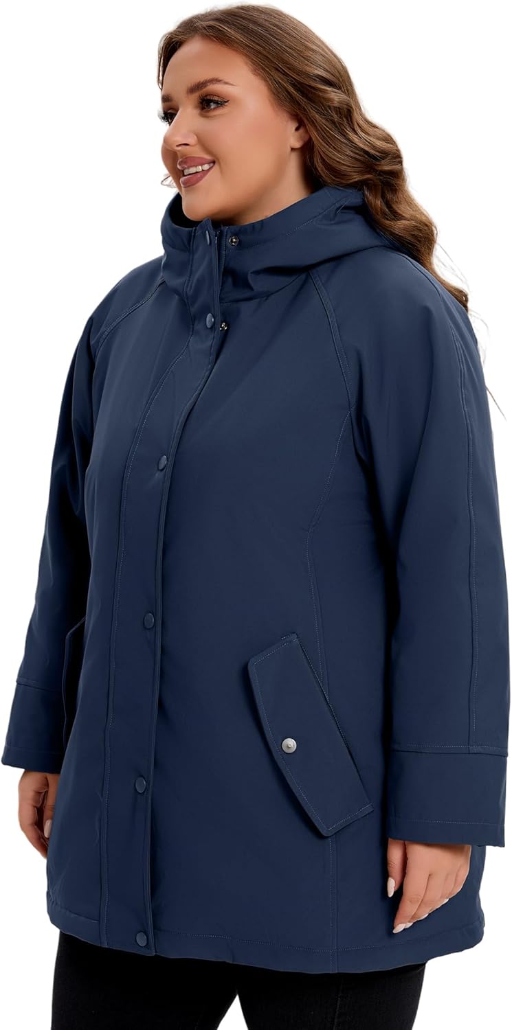 WINDMILL Womens Plus Size Softshell Jacket, Warm Windbreaker Coat with Hood (1X-6X) - Image 2