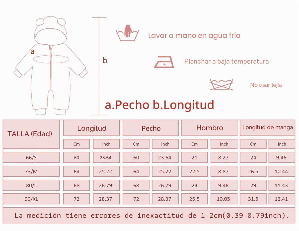 Happy Cherry - Bebé Mono Acolchado Mameluco con Capucha Niño Niña Ropa de Una Pieza Mangas Largas Chaqueta Invierno Cálido Pelele Entero para Outdoor Aire Libre - 6-36 Meses