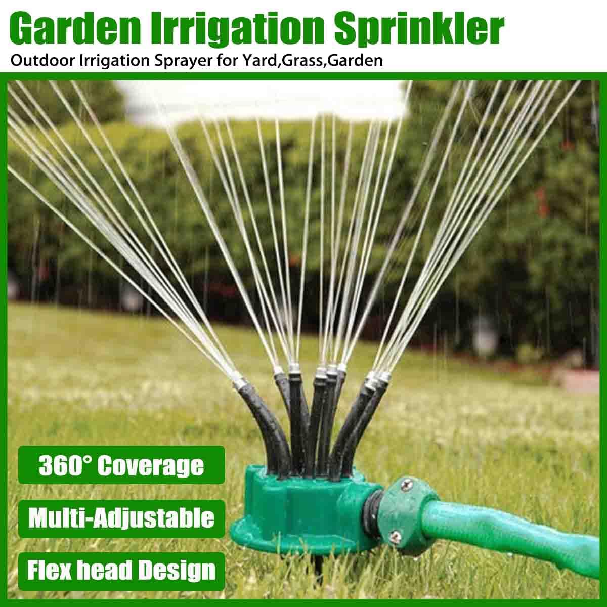 Irrigatore da giardino di precisione con copertura a 360°,Irrigazione da giardino con 12 ugelli flessibili regolabile,Irrigatori Prato multidirezionale per cortile,erba,patio,giardino(4pz)