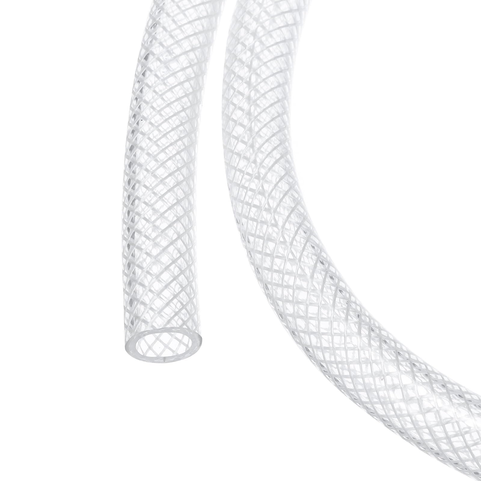 MECCANIXITY Braided Clear PVC Vinyl Tubing 3/8" ID 1/2" OD PVC Tube High Pressure Water Hose 50ft for Industrial Tubing, Pump, 10mm x 14mm