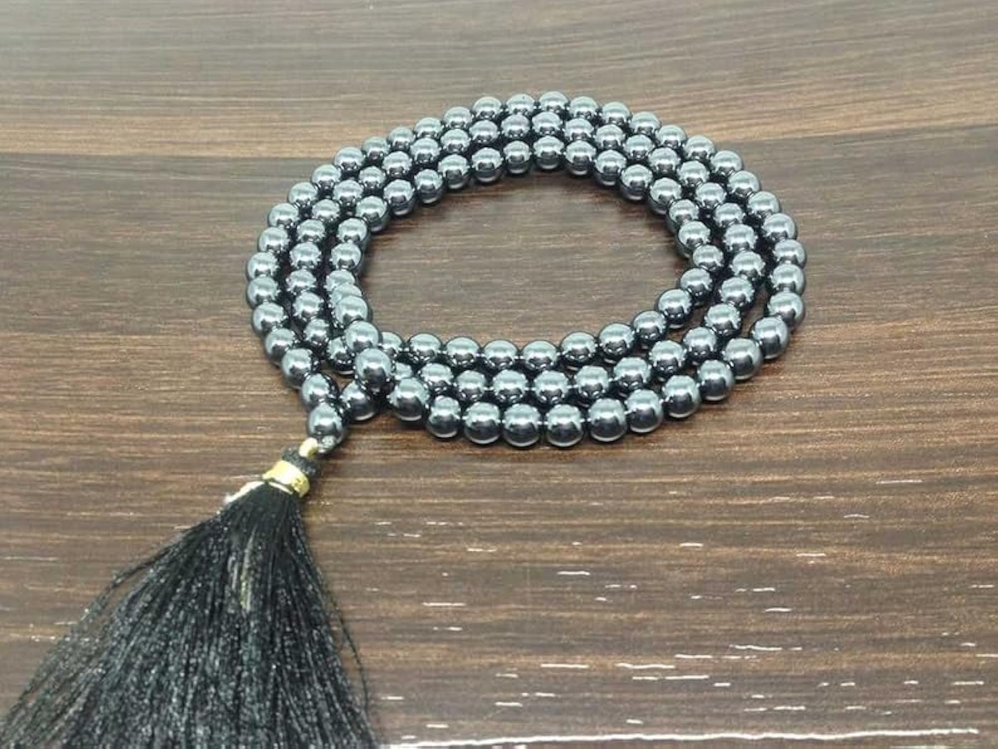 Natural Hematite 6MM Beaded Handmade Prayer Mala Necklace