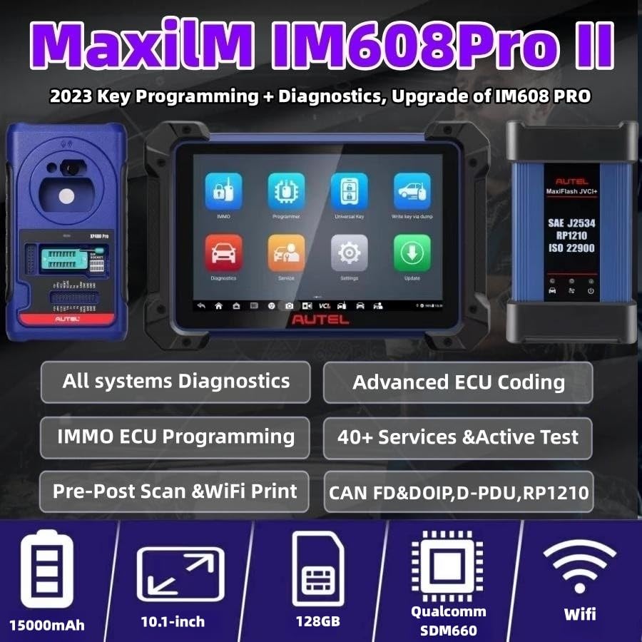 Autel MaxiIM IM608 PRO II Key Programming Tool, 2024 Android 10 Enhanced of IM608S/ IM608 II, with XP400PRO Key Programmer, 38+ Services, Key Fob Programmer Advanced ECU Coding, Better IM508S KM100