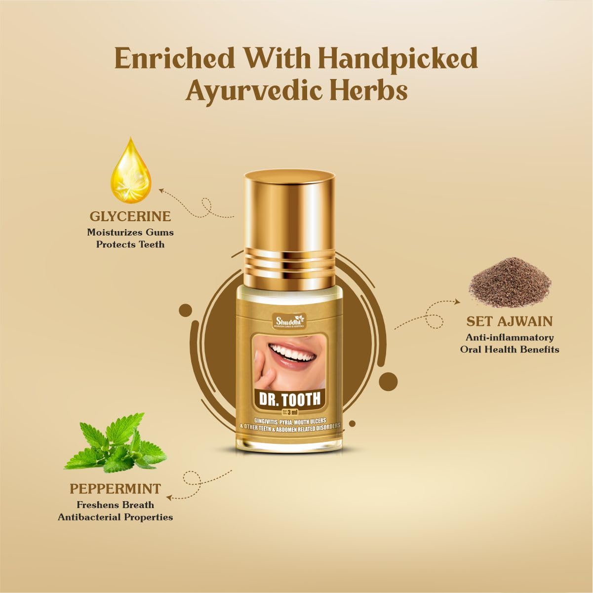 Shuddhi Dr. Tooth oil | Ayurvedic Oral Care | Essential oil 100% natural and pure teeth, pure teeth for skin and hair and perfora oil for gums. Ayurvedic dental mouthwash for oral health Shuddhi Dr. Tooth oil | Ayurvedic Oral Care | Essential oil 100% natural and pure teeth, pure teeth for skin and hair and perfora oil for gums. Ayurvedic dental mouthwash for oral health