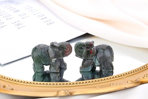 Miniatura 3 de QINJIEJIE Piedra de sangre africana con cristales de elefante, bonita decoración de escritorio, piedras pulidas, piedras preciosas naturales,