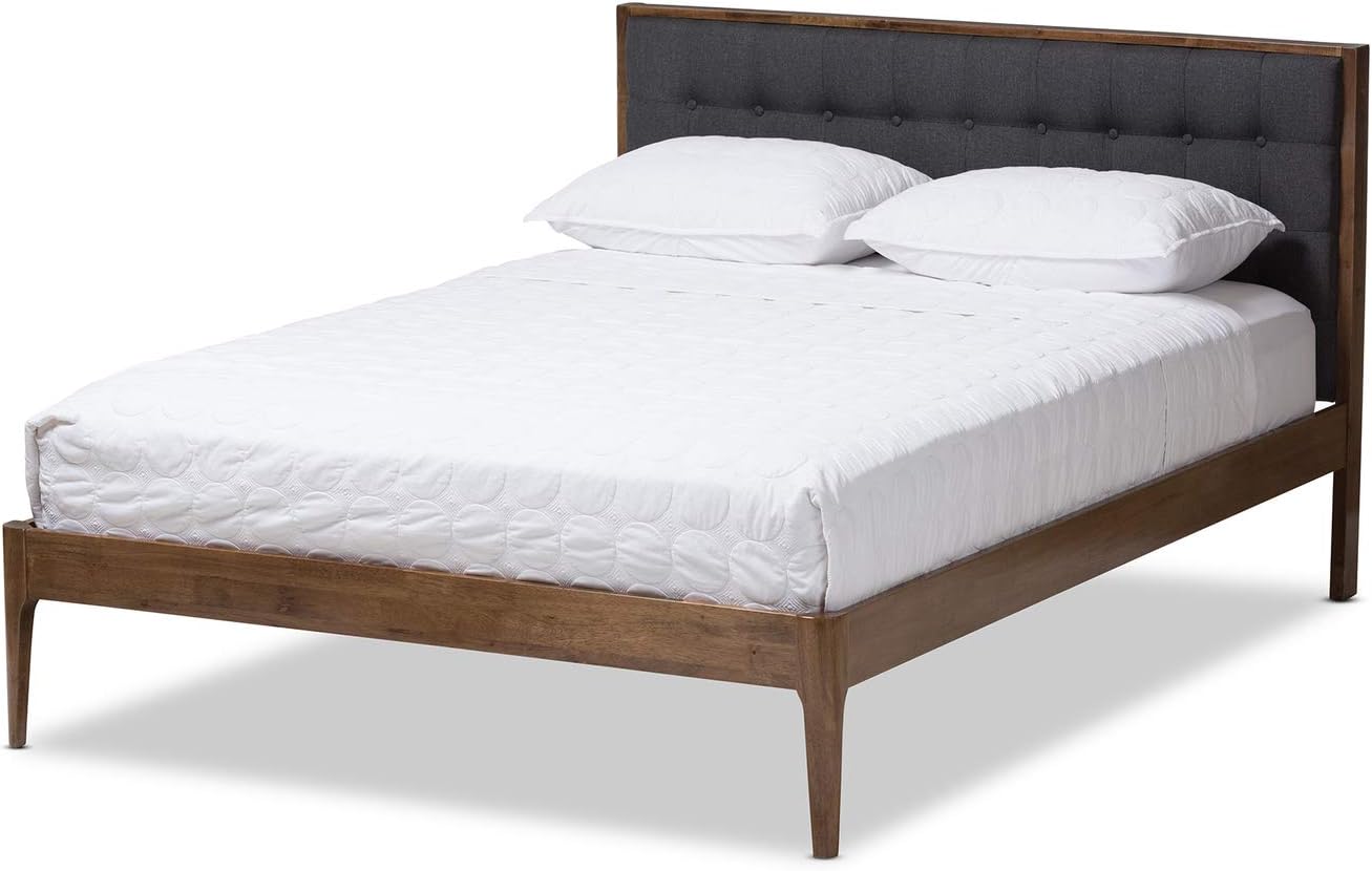 Baxton Studio Jupiter Gray Fabric Button-Tufted King Platform Bed
