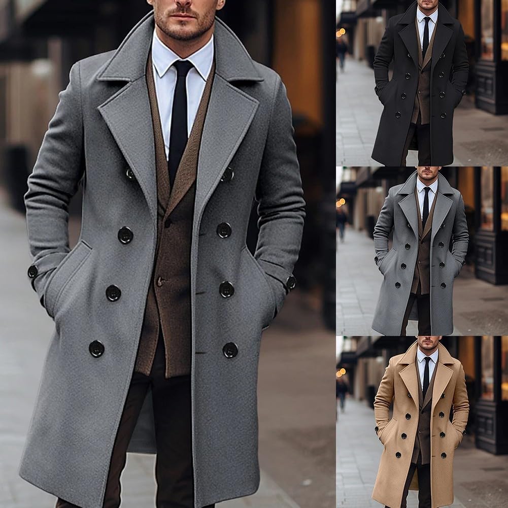 Dressy - Trench da uomo con caratteristiche classiche, perfetta per l'autunno e l'inverno (L kaki)