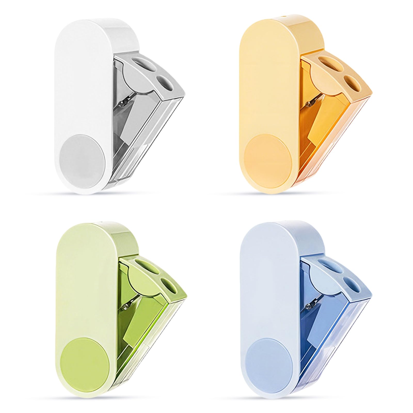 Pencil Sharpener 4 Pcs,Dual-Hole Pencil Sharpener with Rotary System & Container,Sharpener Thick and Thin Pencils,for Kids Students Adults School Office Home Art Room Outdoor
