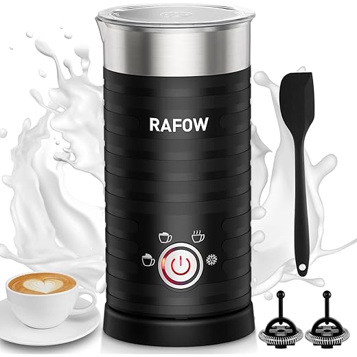 4 In 1 Electric Milk Frother Steamer - Hot and Cold Coffee Foam Froth Maker 350ml/12oz, Automatic Milk Warmer Foamer for Latte, Cappuccinos, Macchiato, Chocolate