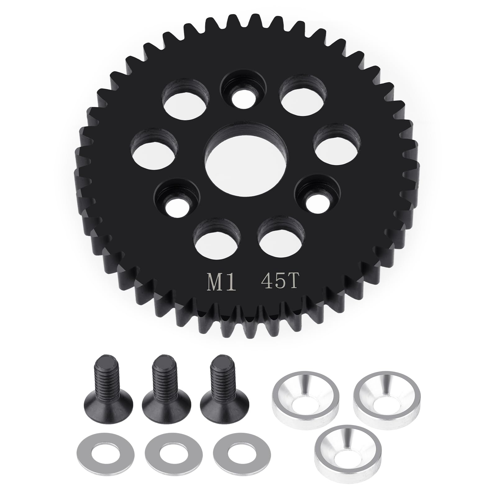 BRKRC M1 Spur Gear Steel Upgrades Main Gear 43T 44T 45T 46T 49T Spur Gear Mod 1 for 1/8 1/10 TRA-XXAS Slayer Pro 4X4 Revo 3.3 ARRMA HPI HOBAO LOSI (45T)