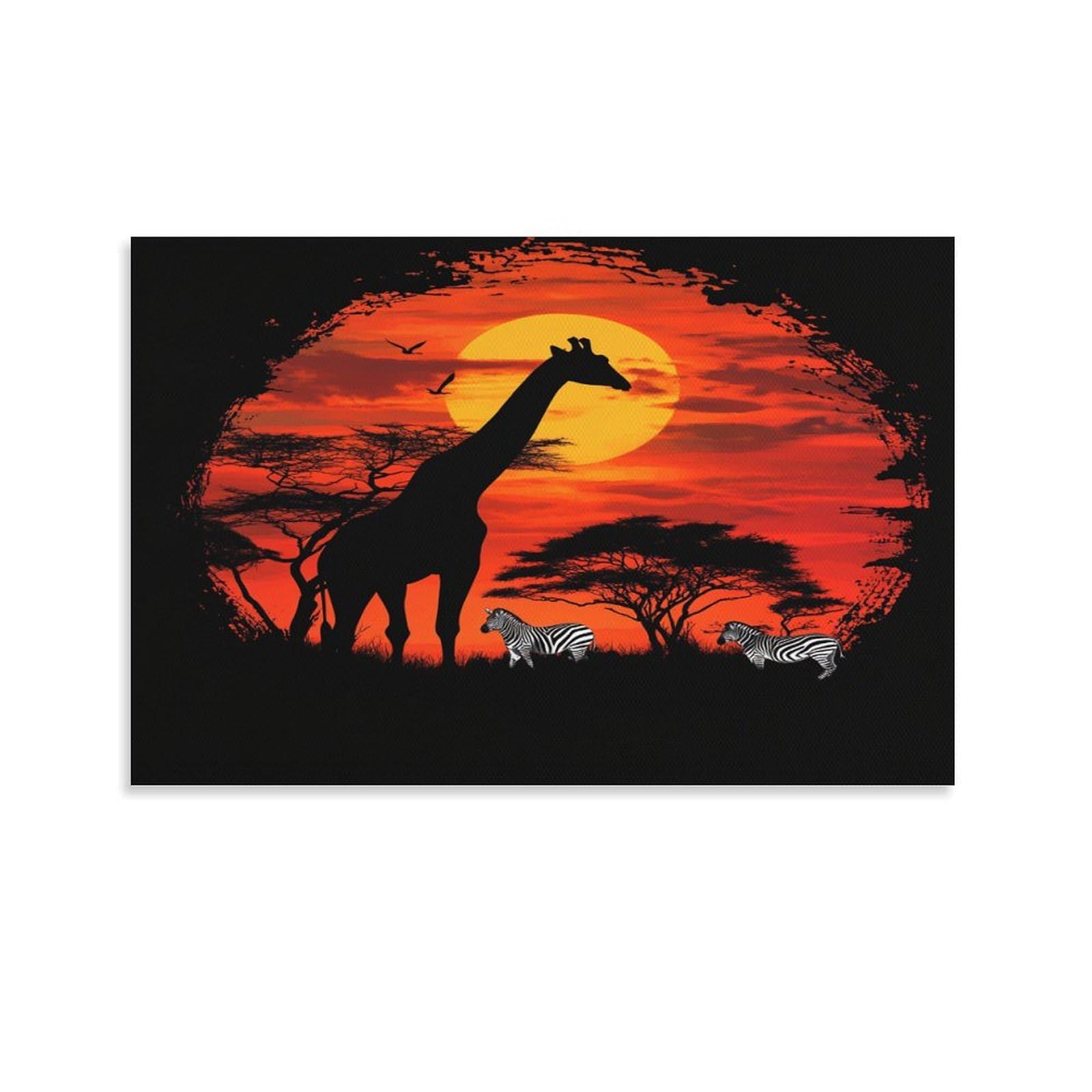CPLVKWRQJ African Wildlife Individual Safari Sunset Scene Canvas Print - Bedroom Canvas Painting Easy to Clean Statement Piece Decor 16x24inch(40x60cm)