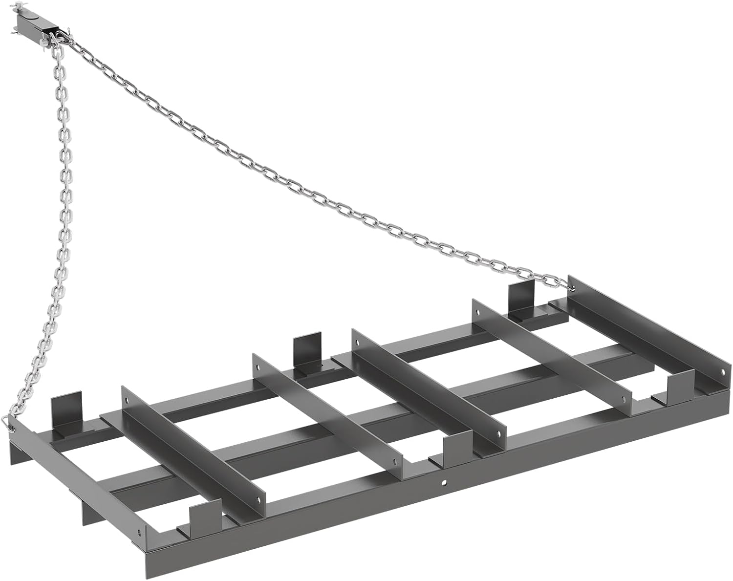 4FT Drag Harrow for ATV, Tractor & UTV, Heavy Duty Tow Behind Driveway Grader with 6FT Chain Link - Landscape Rake for Gravel, Sand, Soil & Hay - Lawn Leveling Tool for Field Yard & Pasture