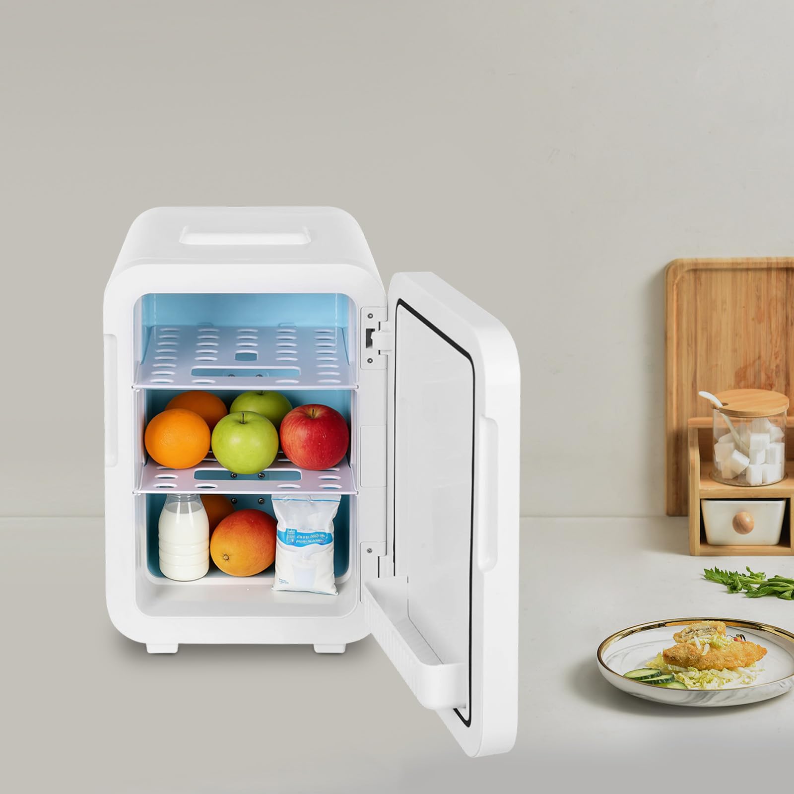 Mini nevera de 20 l con función de calefacción/refrigeración con pantalla digital, enfriador compacto de bebidas y calentador de alimentos para coche, hogar, oficina, viajes, cosméticos y