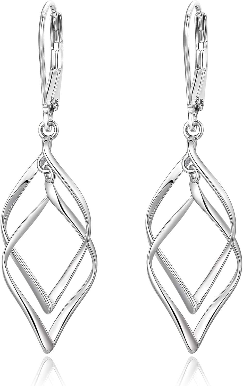 FANZE Sterling Silver Dangle Earrings for Women, Double Linear/Dogs Paws Drop Statement Upscale Dangly Earring for Anniversary Birthday Holiday Gift Hypoallergenic Lightweight