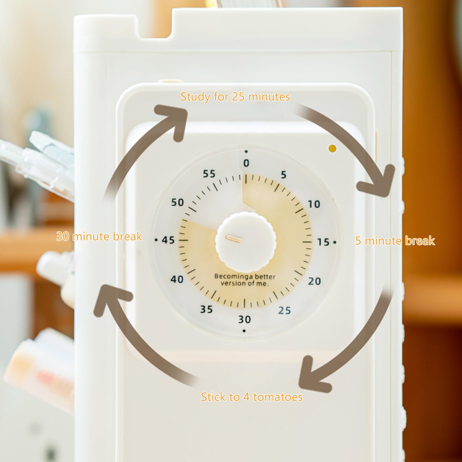 Organizzatori da scrivania con timer, portapenne, portapenne, portapenne, rotante, per scuola, ufficio e casa, con timer visivo e matita rotante