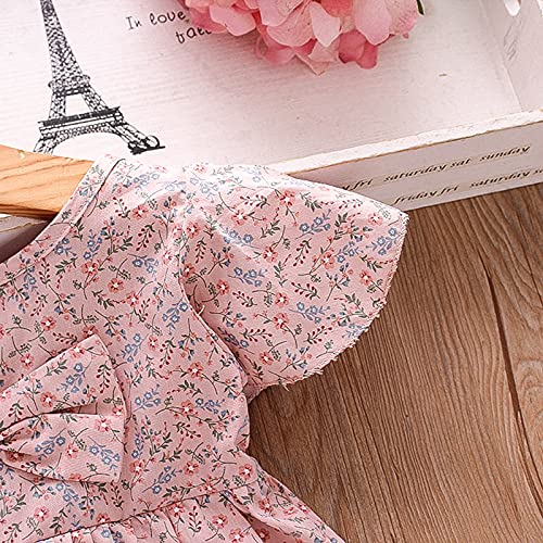 Mercatoo Vestido de verão para bebês meninas de 6 meses a 3 anos de manga curta com laço liso e chap