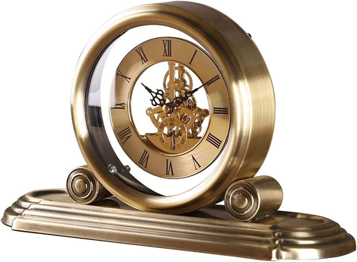 Mantle Clock,Wood Mantle Clock,Classic Mantel Clock,Silent Table Clock,Battery Operated Metal Frame Desk Clock,