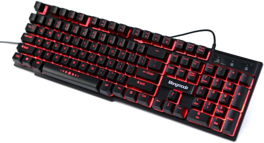 Mengmoda Gaming Keyboard RGB Gaming Keyboard Backlit Multicolor LED(Black)