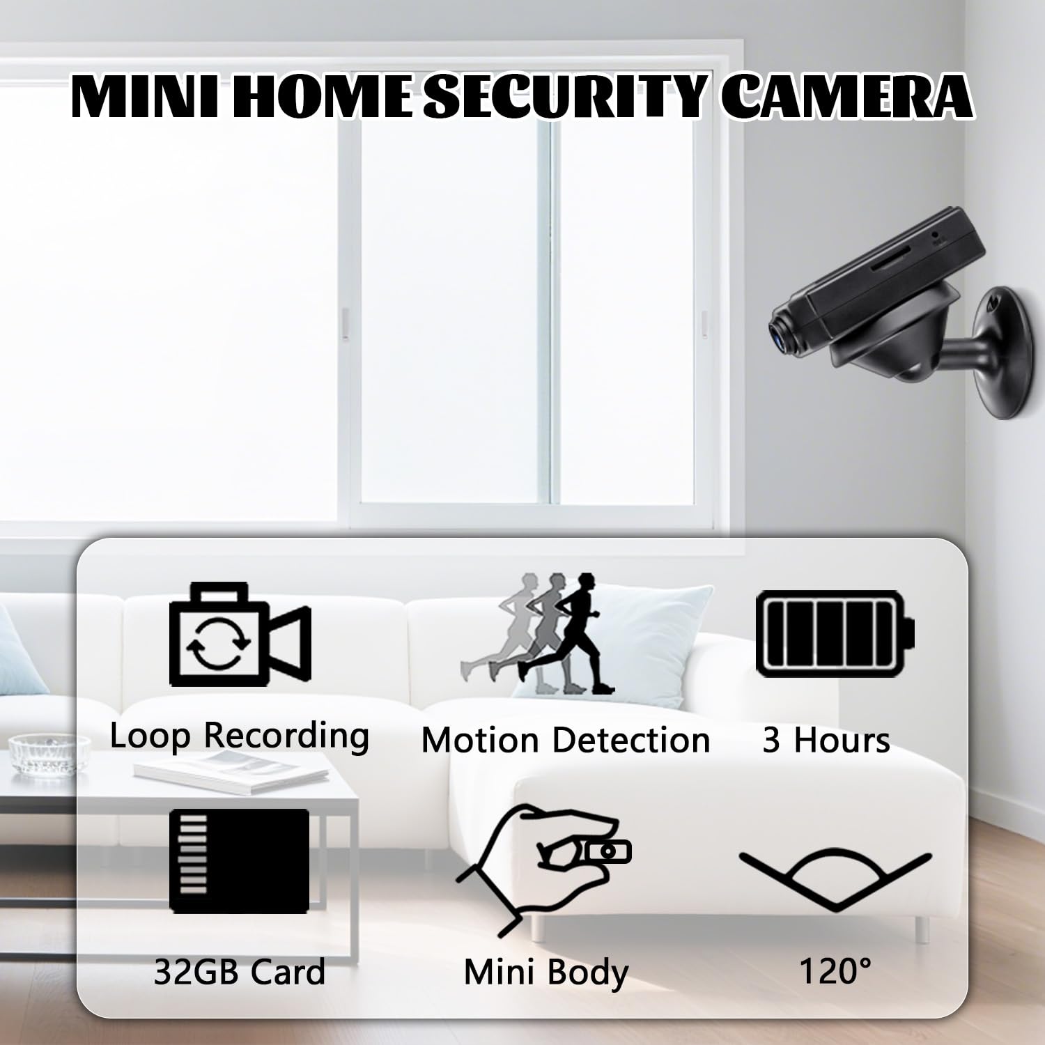 Mini Telecamera Spia, Telecamera Nascosta 1080P con Monitoraggio del Movimento, Registrazione Video e Audio, Batteria a Lunga Durata da 3 ore, Niente WiFi