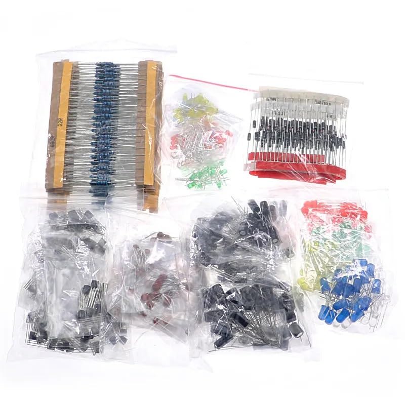 Kit d'assortiment de résistances à Film métallique, diodes LED, condensateurs électrolytiques, Ensemble de transistors en céramique, Kits de Composants électroniques DIY