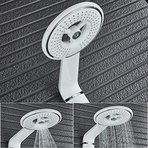 Columna de ducha blanca para montaje en pared con conjunto de grifería de ducha, cabezal de lluvia y ducha de masaje corporal sin válvula mezcladora miniatura 5