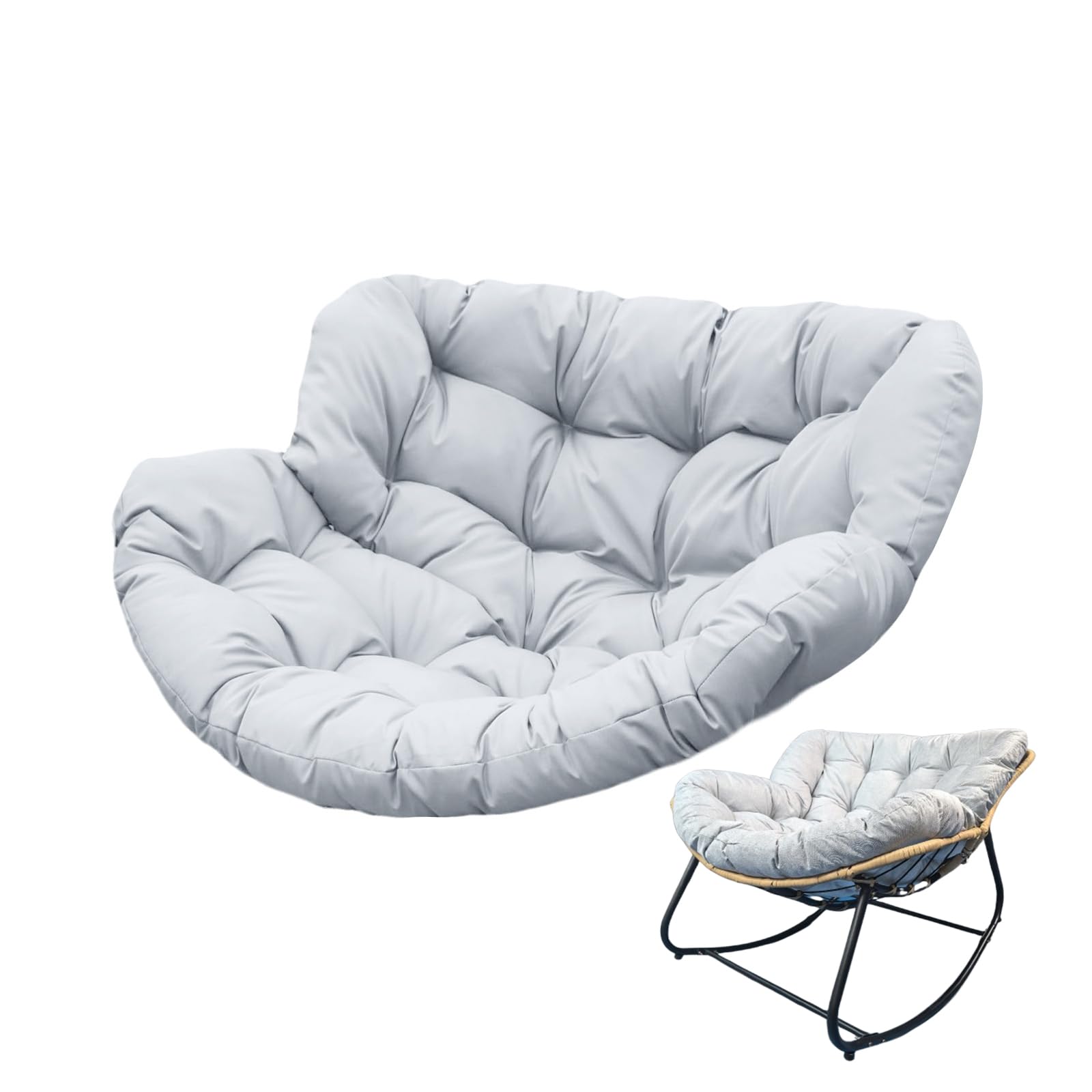 LKLNKVL hanging chair cushion, Rattan Wicker Lounge Chair, Soft Patio Hanging Cushion Pad for Outdoor Indoor Egg Basket(Light Gray,125X115)