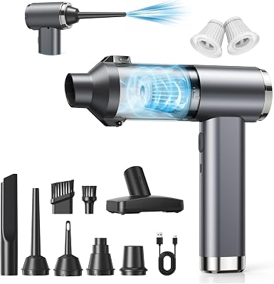 ONEWEST Handheld Vacuum Cleaner, 25000Pa 4 IN 1 Car Vacuum Cleaner Cordless Powerful, 6000mAh USB Rechargeable Portable Handheld Mini Hoover, 150000RPM Air Duster for Car, Home, Pet Hair, PC, Sofa