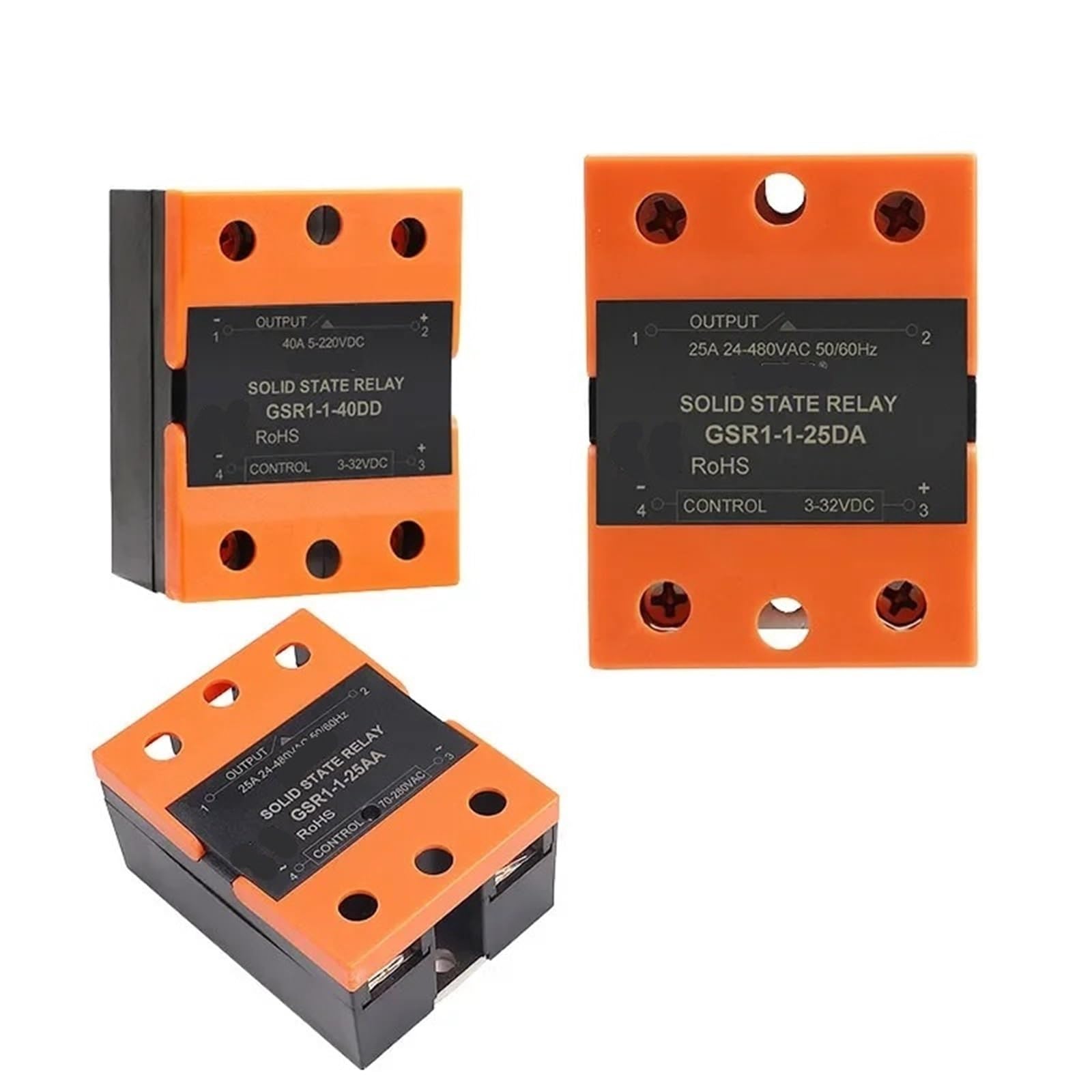Relé de estado sólido monofásico GSR1-1 40A CC-CA CC-CC CA-CA interruptor electrónico 4