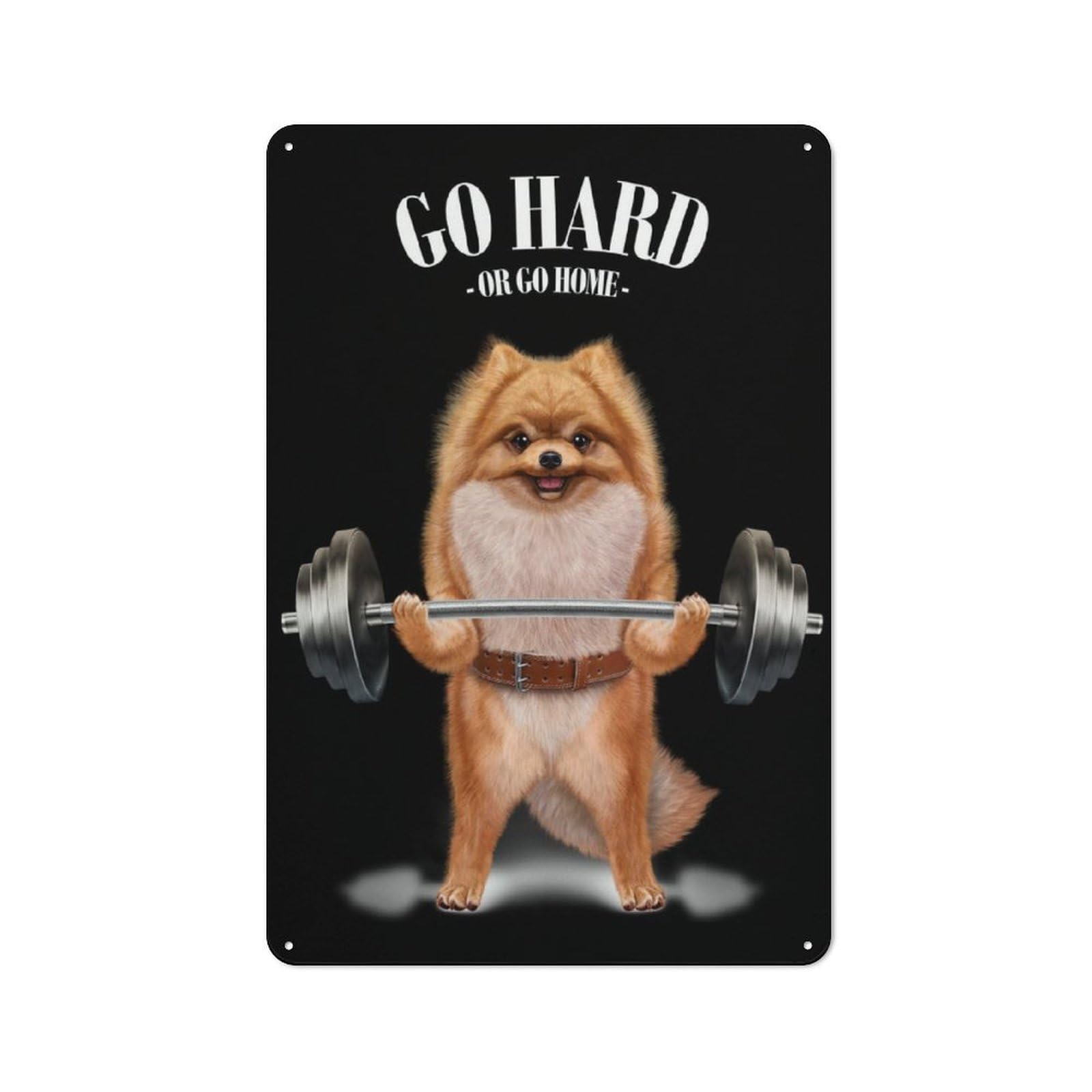 Junmoney Pomeranian Weightlifting Tin Wall Plaque 30X20cm With For Dining Room Or Kitchen, A Metal Wall Feature For Kitchens And Dining Spaces