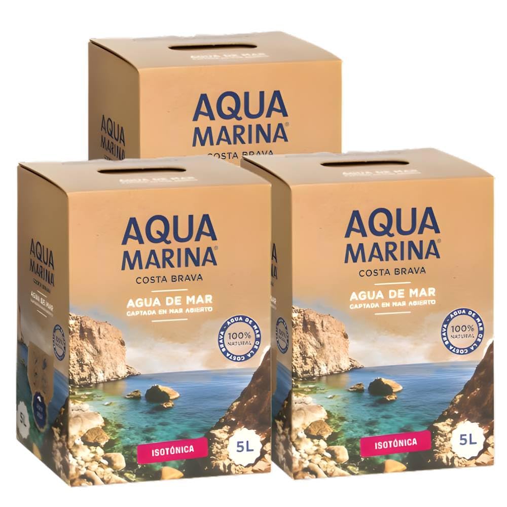 AQUAMARINA COSTA BRAVA Agua de Mar Isotónica 5L |100% Natural Hidratación Deportiva y Bienestar | Calidad Mediterránea (3, Bag-in-Box 5 LITROS)