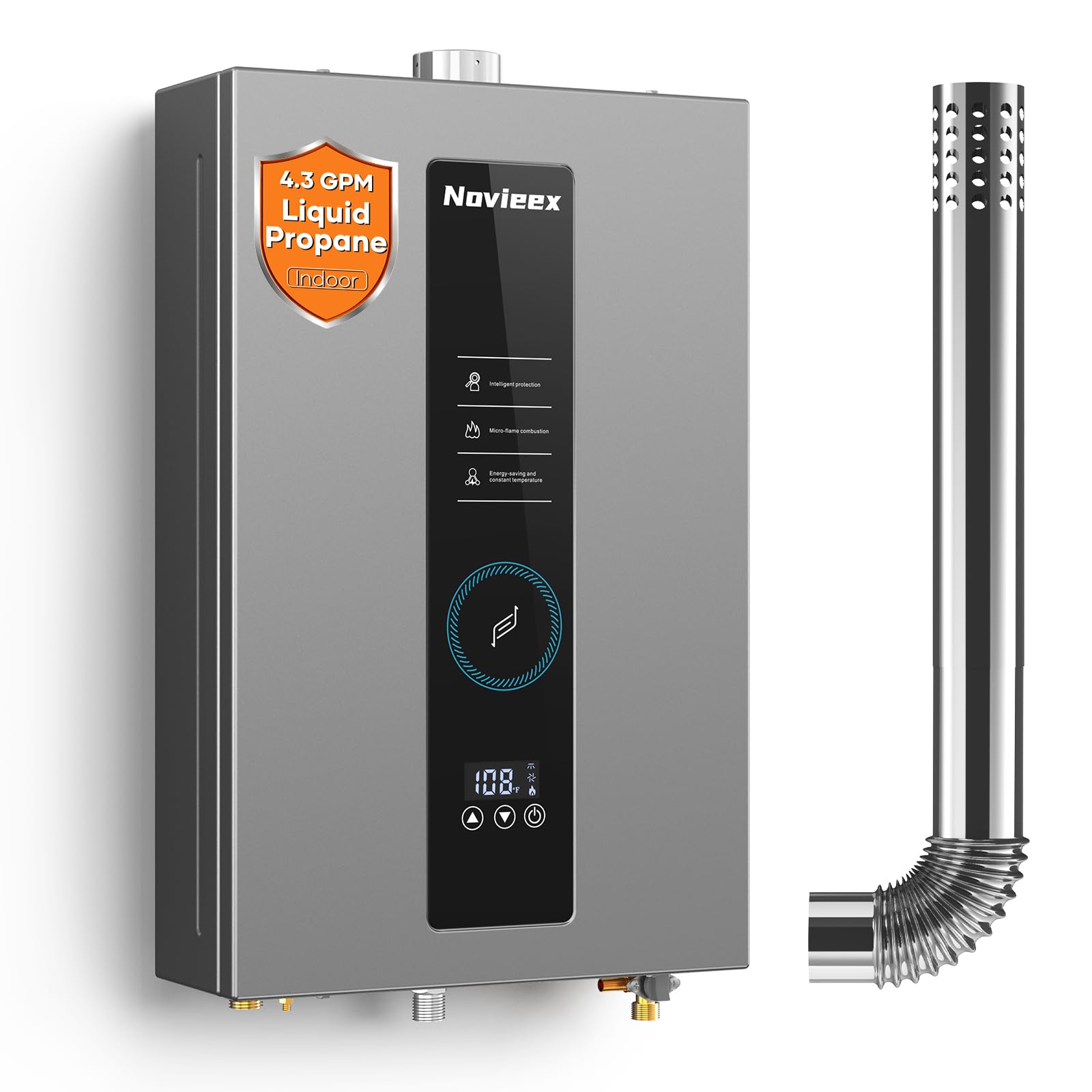 Propane Gas Tankless Water Heater Up to 4.3 GPM 100,000 BTU, Indoor