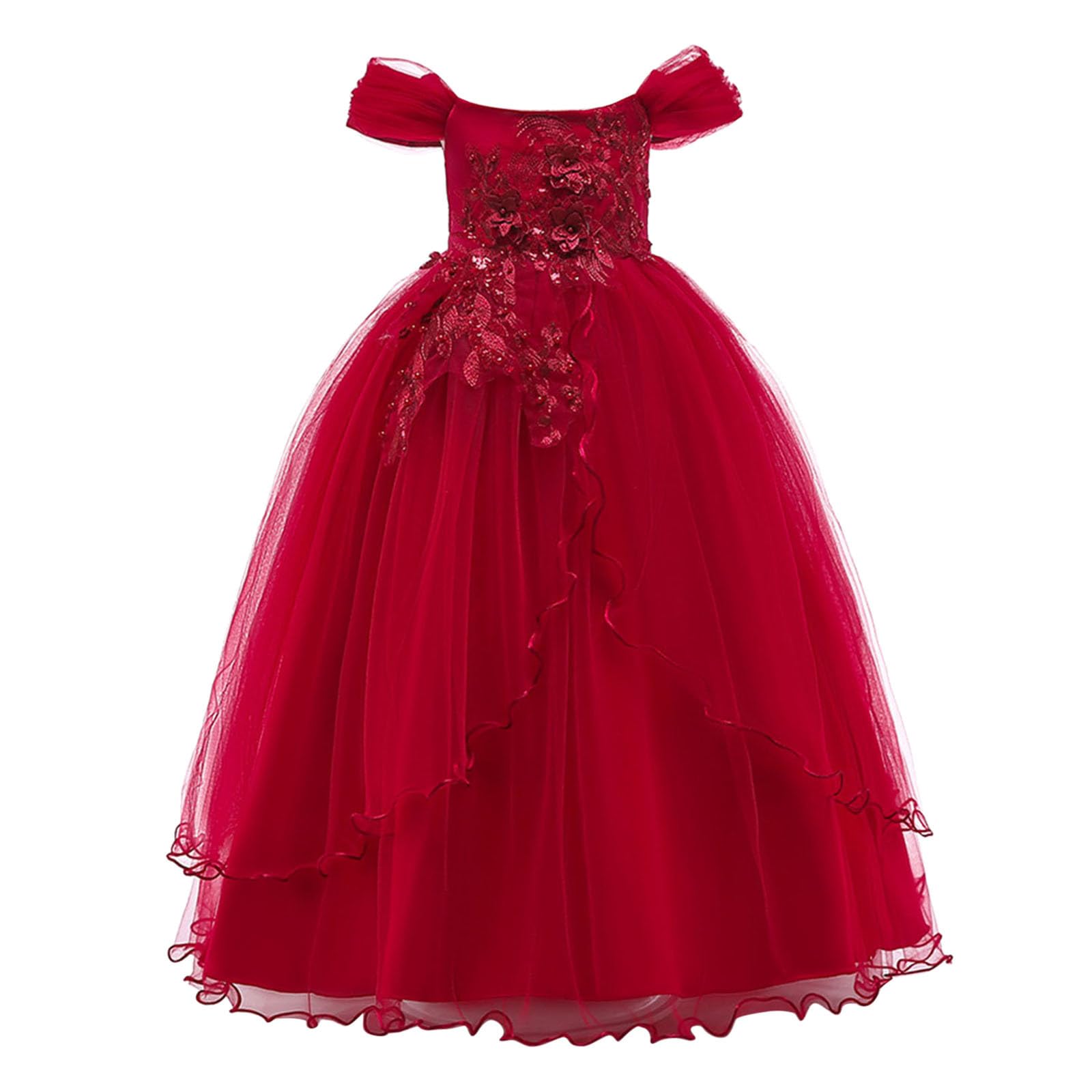 WWricotta Vestido para niños, Vestido de Princesa, línea de Hombro, Vestido de actuación para niña, Vestido Largo con pomo, de Punto piqué, Suave y Transpirable, Ideal para Juegos al Aire Libre