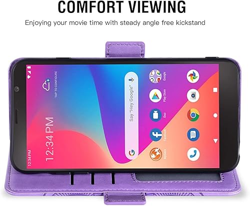 Miniatura 4 de Asuwish Funda para teléfono Tracfone BLU View 2 B130DL con protector de pantalla de vidrio templado y soporte para tarjeta de crédito abatible,