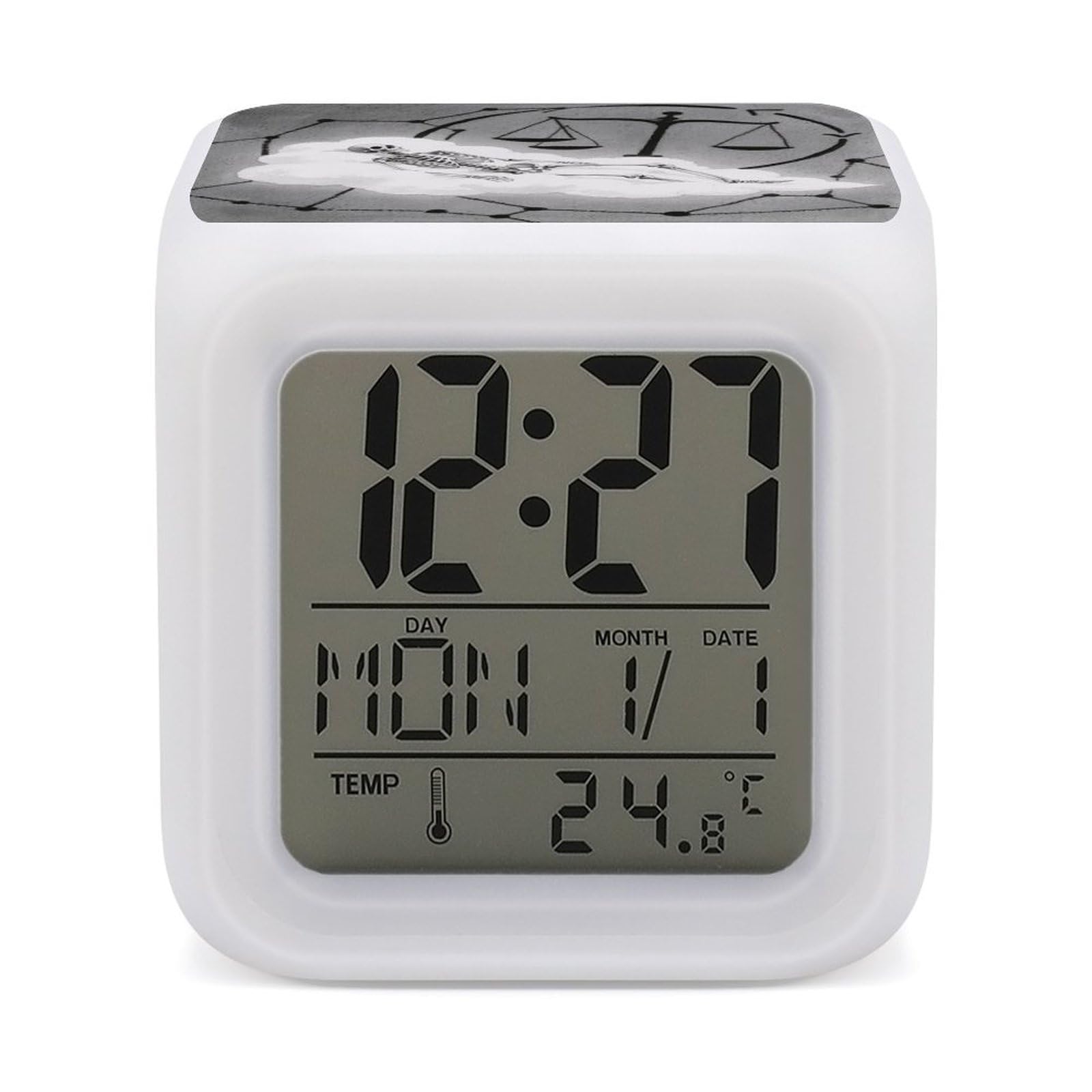 VstaDank Black and White Romantic Constellation Skeleton Digital Alarm Clock LED Display Screen Color Change Alarms Clock Smart Alarm Clock Wake Up Digital Clocks with 7 Color Nightlight for Bedroom