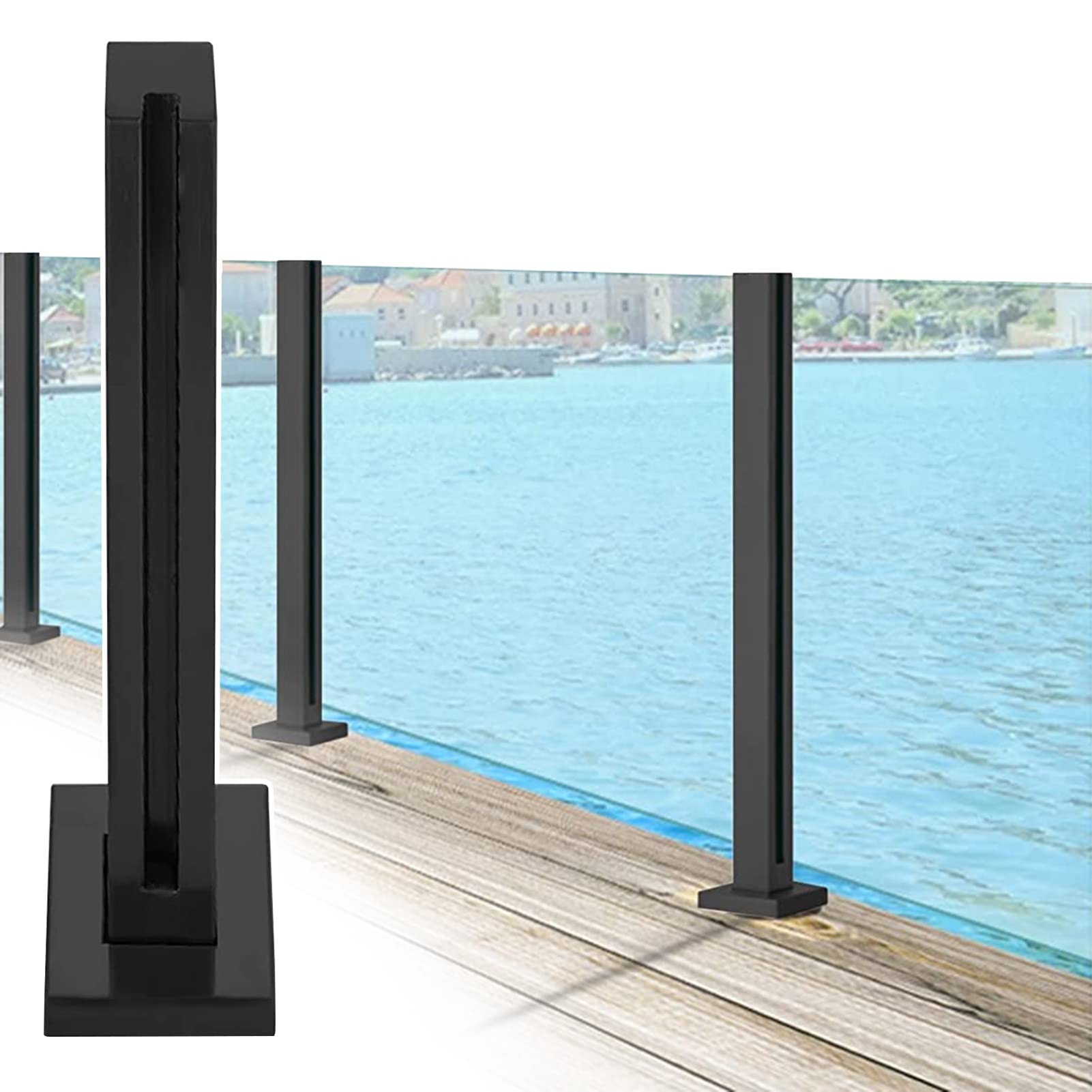 Poteau de balustrade 85 cm avec fixation au sol renforcée pour patio