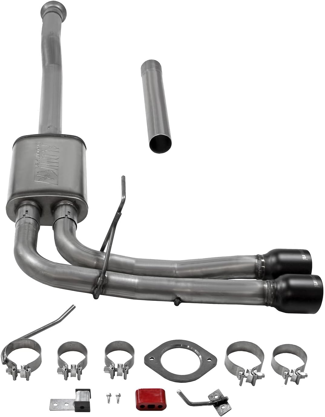 Flowmaster 718116 FlowFX Cat-Back Exhaust Kit 3 to 2.5 Inch Dual Same Side Exit 409 Stainless Steel 4 Inch Black Ceramic Coat 304 Stainless Steel Tips Compatible with 2020-2024 Ford F-150 2.7 3.5 5.0L