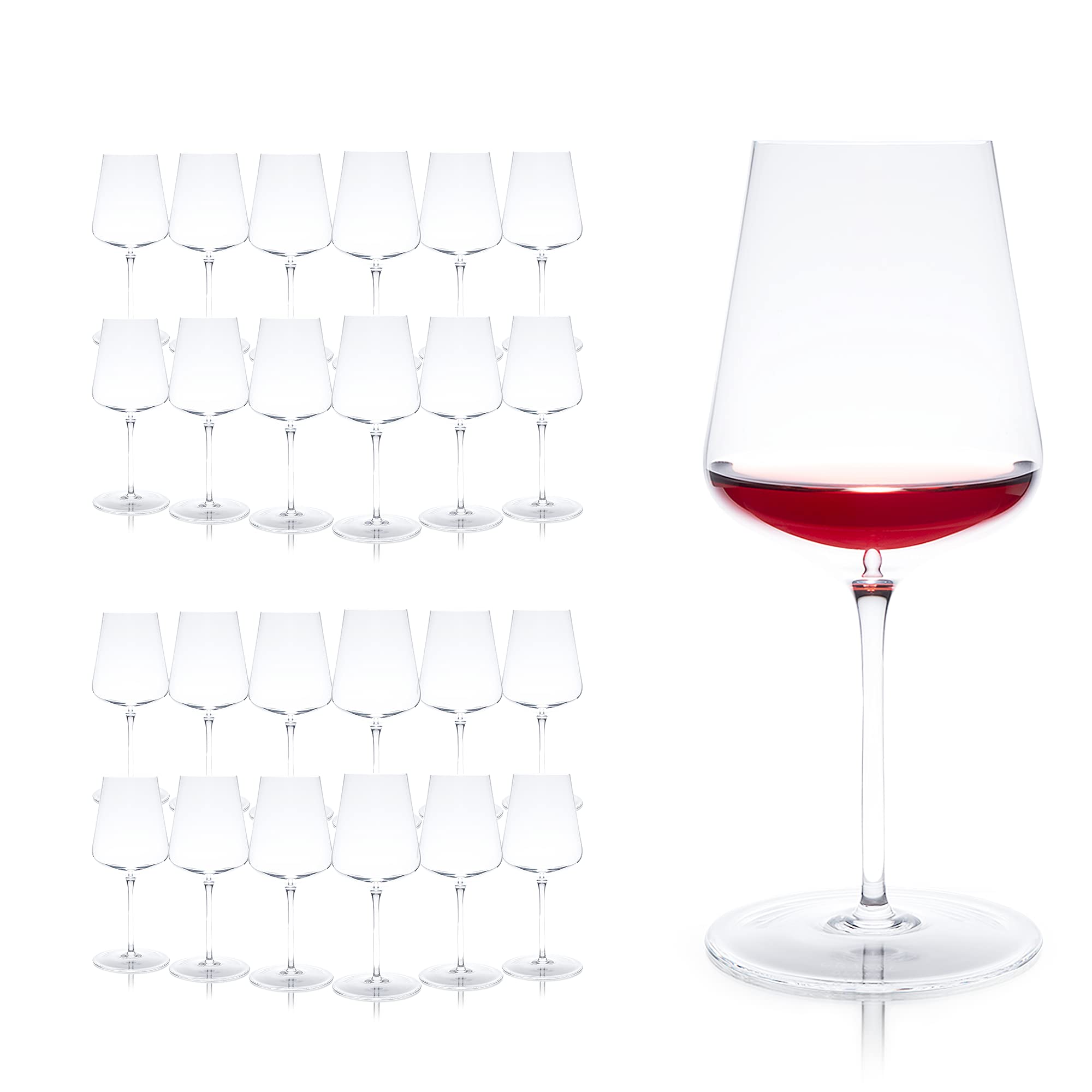 Grassl Versatile Glasses, Hand-Blown Crystal Wine-Tasting Glasses, Set of 24