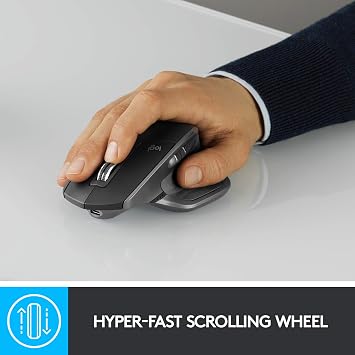 Logitech MX Master 2S Bluetooth Edition Wireless Mouse, Multi-Surface, Hyper-Fast Scrolling, Ergonomic, Rechargeable, Connects Up to 3 Mac/PC Computers - Graphite