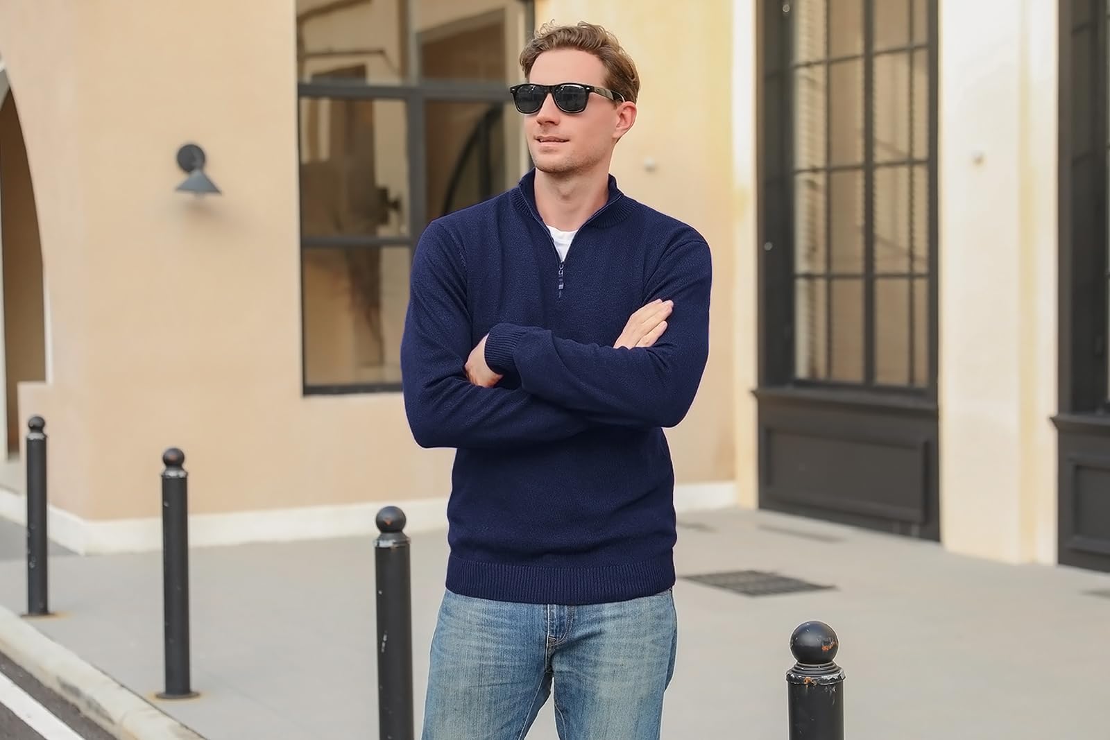 iClosam Maglione Uomo Invernali Collo Alto con Zip Pullover Giacca in Maglia Maglione Pullover Invernale Tenere Caldo