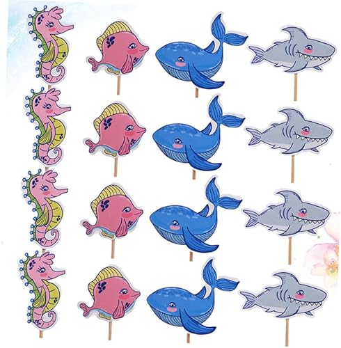 Miniatura 2 de VICASKY 72pcs Birthday Cake Adornment Cupcake Ornaments Cheese Stick Fish Cupcake Toppers Appetizer Pick Sea Theme Party Sea Animal Cake Toppers