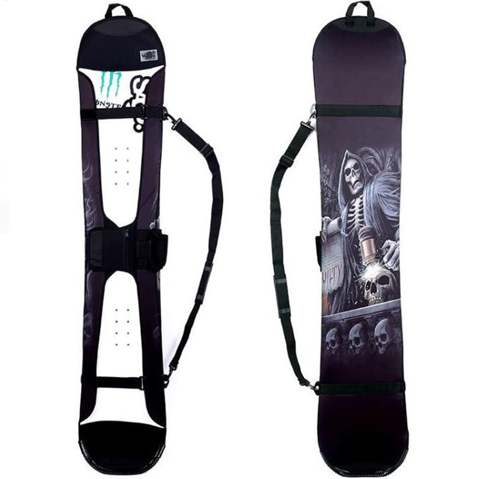 Housse de Protection Portable en Placage Sac de Snowboard Tout Autour Sac de Rangement pour Équipement de Ski Tissu Élastique SBR Imperméable et Résistant à l'usure, Ghost,155CM