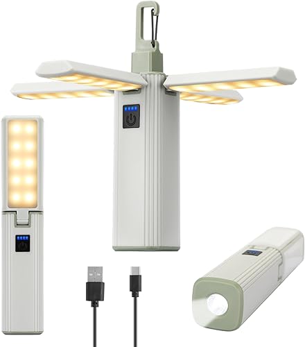 Linterna plegable para campamento, recargable de 1000 lúmenes, 2000 mAh, linterna de campamento regulable, artículos esenciales para camping,