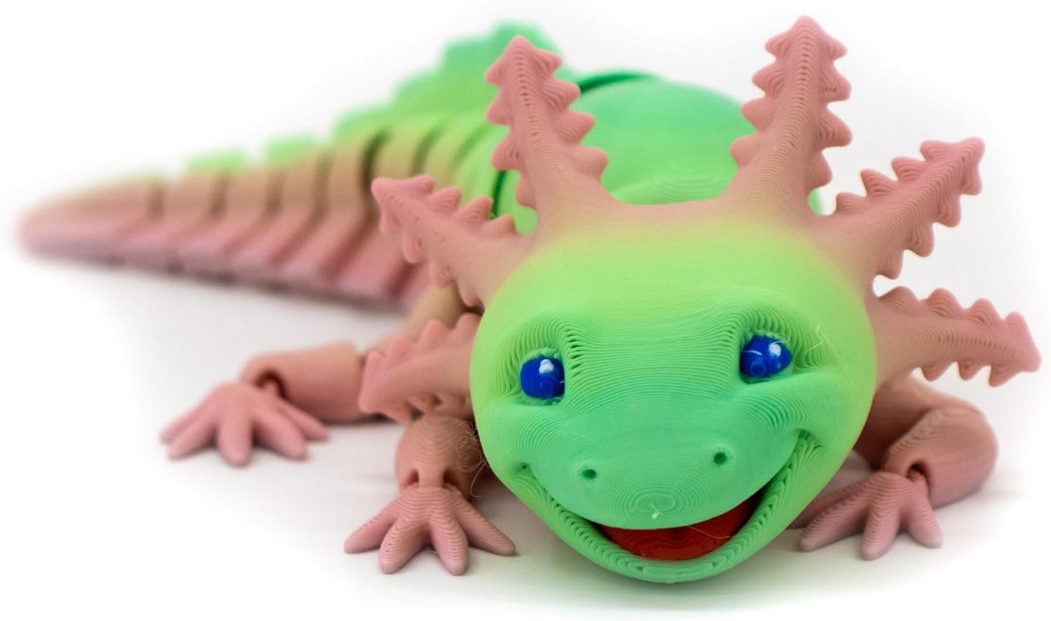 Axolotl Articulated 3D Printed Fidget Toy Design by MatMire Makes (Small, Big Smile, Matte Rainbow)
