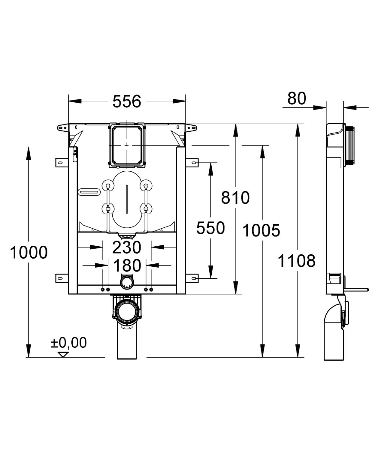 GROHE Modulo per Vaso Sospeso con Cassetta da 80 mm, Grigio/Nero 38729000