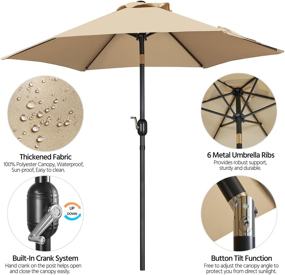 Yaheetech Patio Umbrella with Base Included, 7.5ft Outdoor Umbrellas for Patio with Base, Sunbrella Yard Sun Shade for Beach Pool Deck Beach
